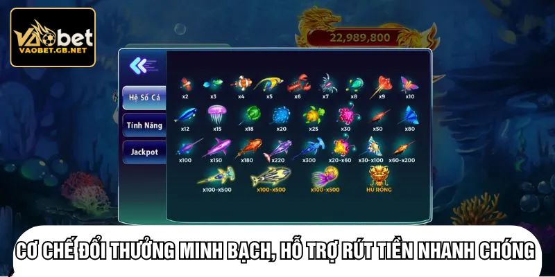 Cơ chế đổi thưởng minh bạch, hỗ trợ rút tiền nhanh chóng