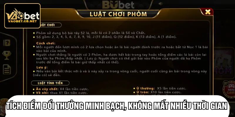 Tích điểm đổi thưởng minh bạch, không mất nhiều thời gian