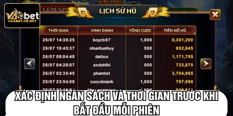 Xác định ngân sách và thời gian trước khi bắt đầu mỗi phiên