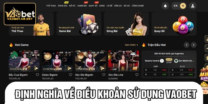 Định nghĩa về điều khoản sử dụng vaobet
